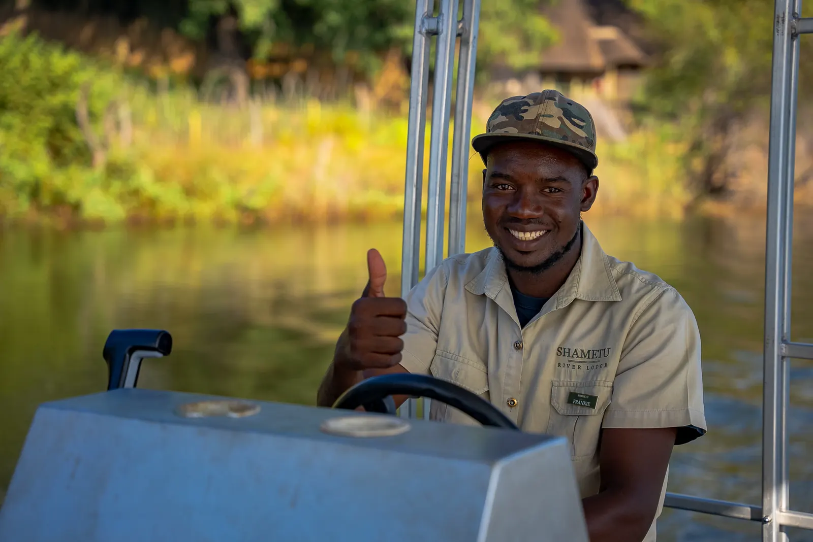 A Shametu boat guide on the Okavango